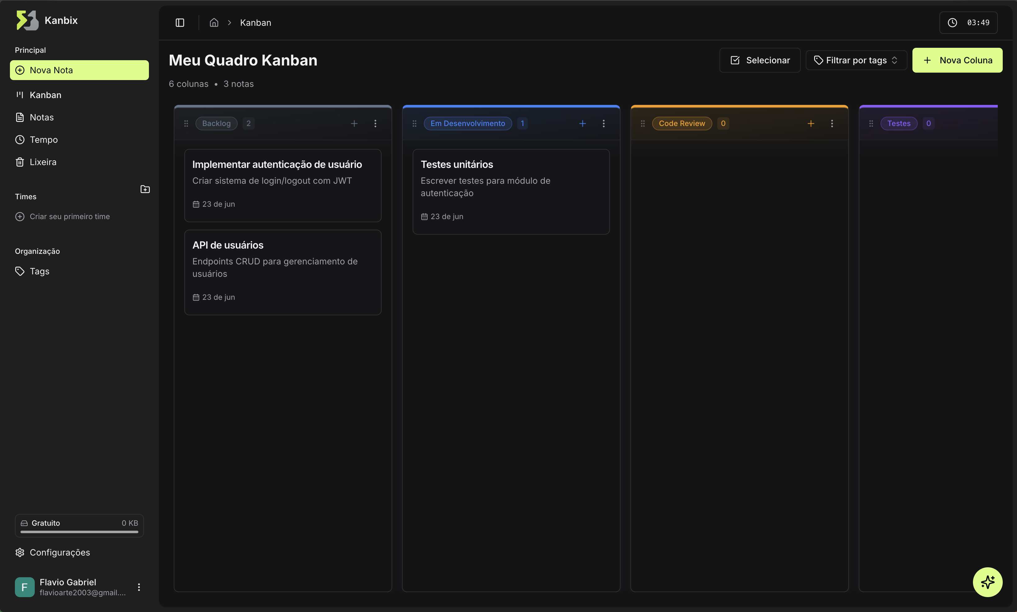 Dashboard Kanbix
